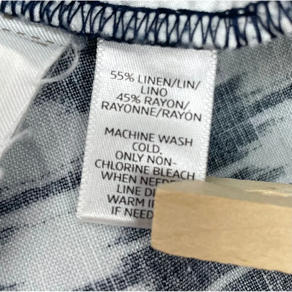 Ann Taylor LOFT Skirt‎ 6P Blue White Linen A-Line